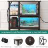 imageYITAHOME 102937 Gallon Fish Tank Stand with Power Outlet 30x16 Inch Metal Aquarium Stand with 3Tier Adjustable Storage Shelves and Hooks 450LBS CapacityBlackBlack