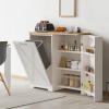 imageYITAHOME 13 Gallon Tilt Out Trash Can Cabinet with Power Outer Freestanding Kitchen Trash Recycling Cabinet with Storage Shelves for Kitchen Dining Room Off WhiteOff White