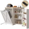 imageYITAHOME 13 Gallon Tilt Out Trash Can Cabinet with Power Outer Freestanding Kitchen Trash Recycling Cabinet with Storage Shelves for Kitchen Dining Room Off WhiteOff White