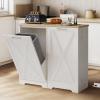imageYITAHOME 13 Gallon Tilt Out Trash Can Cabinet with Power Outer Freestanding Kitchen Trash Recycling Cabinet with Storage Shelves for Kitchen Dining Room Off WhiteOff White