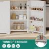 imageYITAHOME 13 Gallon Tilt Out Trash Can Cabinet with Power Outer Freestanding Kitchen Trash Recycling Cabinet with Storage Shelves for Kitchen Dining Room Off WhiteOff White