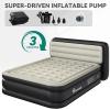 imageYITAHOME 18 Flocked Top Queen Air Mattress with Pump and Banded Headboard Durable Inflatable Bed BlowUp Mattress for Indoor and Outdoor Use Black