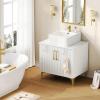 imageYITAHOME 24 Inch Bathroom Vanity with Vacuum Forming Freestanding Storage Cabinet Vanity with Engineered White Stone Countertop 2 Large Soft Closing Doors with Shelf Gold Handles ampamp Legs BlackWhite