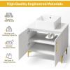 imageYITAHOME 24 Inch Bathroom Vanity with Vacuum Forming Freestanding Storage Cabinet Vanity with Engineered White Stone Countertop 2 Large Soft Closing Doors with Shelf Gold Handles ampamp Legs BlackWhite