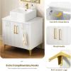 imageYITAHOME 24 Inch Bathroom Vanity with Vacuum Forming Freestanding Storage Cabinet Vanity with Engineered White Stone Countertop 2 Large Soft Closing Doors with Shelf Gold Handles ampamp Legs BlackWhite