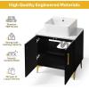 imageYITAHOME 24 Inch Bathroom Vanity with Vacuum Forming Freestanding Storage Cabinet Vanity with Engineered White Stone Countertop 2 Large Soft Closing Doors with Shelf Gold Handles ampamp Legs BlackBlack
