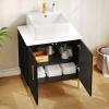 imageYITAHOME 24 Inch Bathroom Vanity with Vacuum Forming Freestanding Storage Cabinet Vanity with Engineered White Stone Countertop 2 Large Soft Closing Doors with Shelf Gold Handles ampamp Legs BlackBlack