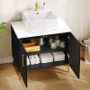 imageYITAHOME 24 Inch Bathroom Vanity with Vacuum Forming Freestanding Storage Cabinet Vanity with Engineered White Stone Countertop 2 Large Soft Closing Doors with Shelf Gold Handles ampamp Legs BlackBlack