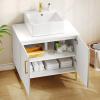 imageYITAHOME 24 Inch Bathroom Vanity with Vacuum Forming Freestanding Storage Cabinet Vanity with Engineered White Stone Countertop 2 Large Soft Closing Doors with Shelf Gold Handles ampamp Legs BlackWhite