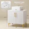 imageYITAHOME 24 Inch Bathroom Vanity with Vacuum Forming Freestanding Storage Cabinet Vanity with Engineered White Stone Countertop 2 Large Soft Closing Doors with Shelf Gold Handles ampamp Legs BlackWhite