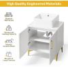 imageYITAHOME 24 Inch Bathroom Vanity with Vacuum Forming Freestanding Storage Cabinet Vanity with Engineered White Stone Countertop 2 Large Soft Closing Doors with Shelf Gold Handles ampamp Legs BlackWhite