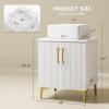 imageYITAHOME 24 Inch Bathroom Vanity with Vacuum Forming Freestanding Storage Cabinet Vanity with Engineered White Stone Countertop 2 Large Soft Closing Doors with Shelf Gold Handles ampamp Legs BlackWhite