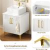 imageYITAHOME 24 Inch Bathroom Vanity with Vacuum Forming Freestanding Storage Cabinet Vanity with Engineered White Stone Countertop 2 Large Soft Closing Doors with Shelf Gold Handles ampamp Legs BlackWhite