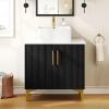 imageYITAHOME 24 Inch Bathroom Vanity with Vacuum Forming Freestanding Storage Cabinet Vanity with Engineered White Stone Countertop 2 Large Soft Closing Doors with Shelf Gold Handles ampamp Legs BlackBlack