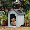 imageYITAHOME 268 Folding Large Dog House Outdoor Plastic Doghouse with Adjustable Skylight and Elevated Base Water Resistant Pet House for Small Dogs 268L224W26HGray 1Door