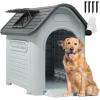 imageYITAHOME 268 Folding Large Dog House Outdoor Plastic Doghouse with Adjustable Skylight and Elevated Base Water Resistant Pet House for Small Dogs 268L224W26HGray 1Door
