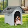 imageYITAHOME 268 Folding Large Dog House Outdoor Plastic Doghouse with Adjustable Skylight and Elevated Base Water Resistant Pet House for Small Dogs 268L224W26HGray 1Door