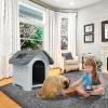 imageYITAHOME 268 Folding Large Dog House Outdoor Plastic Doghouse with Adjustable Skylight and Elevated Base Water Resistant Pet House for Small Dogs 268L224W26HGray 1Door
