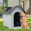 imageYITAHOME 268 Folding Large Dog House Outdoor Plastic Doghouse with Adjustable Skylight and Elevated Base Water Resistant Pet House for Small Dogs 268L224W26HGray 1Door