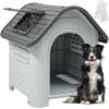 imageYITAHOME 268 Folding Large Dog House Outdoor Plastic Doghouse with Adjustable Skylight and Elevated Base Water Resistant Pet House for Small Dogs 268L224W26HGray 1Door