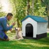 imageYITAHOME 268 Folding Large Dog House Outdoor Plastic Doghouse with Adjustable Skylight and Elevated Base Water Resistant Pet House for Small Dogs 268L224W26HBlue 1Door