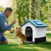 imageYITAHOME 268 Folding Large Dog House Outdoor Plastic Doghouse with Adjustable Skylight and Elevated Base Water Resistant Pet House for Small Dogs 268L224W26HBlue 1Door