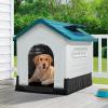 imageYITAHOME 268 Folding Large Dog House Outdoor Plastic Doghouse with Adjustable Skylight and Elevated Base Water Resistant Pet House for Small Dogs 268L224W26HBlue 1Door