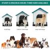 imageYITAHOME 268 Folding Large Dog House Outdoor Plastic Doghouse with Adjustable Skylight and Elevated Base Water Resistant Pet House for Small Dogs 268L224W26HBlue 1Door