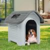 imageYITAHOME 268 Folding Large Dog House Outdoor Plastic Doghouse with Adjustable Skylight and Elevated Base Water Resistant Pet House for Small Dogs 268L224W26HGray 1Door