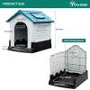 imageYITAHOME 268 Folding Large Dog House Outdoor Plastic Doghouse with Adjustable Skylight and Elevated Base Water Resistant Pet House for Small Dogs 268L224W26HBlue 1Door