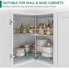 imageYITAHOME 28Inch Kidney Chrome Pie Cut 2Shelf Lazy Susan Corner Organizer for Kitchen Base Cabinet Blind Corner Storage with Telescoping Mount Silver28 inch