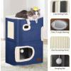 imageYITAHOME 2Tier Cat House Cat Beds for Indoor Cats Small Cat Condo with Scratch Post and Hideaway Cave Modern Cat Cube Playhouse for Multi Kittens BrownBLUE