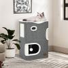 imageYITAHOME 2Tier Cat House Cat Beds for Indoor Cats Small Cat Condo with Scratch Post and Hideaway Cave Modern Cat Cube Playhouse for Multi Kittens BrownGrey
