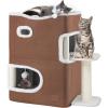 imageYITAHOME 2Tier Cat House Cat Beds for Indoor Cats Small Cat Condo with Scratch Post and Hideaway Cave Modern Cat Cube Playhouse for Multi Kittens BrownBROWN