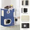 imageYITAHOME 2Tier Cat House Cat Beds for Indoor Cats Small Cat Condo with Scratch Post and Hideaway Cave Modern Cat Cube Playhouse for Multi Kittens BrownBLUE