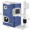 imageYITAHOME 2Tier Cat House Cat Beds for Indoor Cats Small Cat Condo with Scratch Post and Hideaway Cave Modern Cat Cube Playhouse for Multi Kittens BrownBLUE