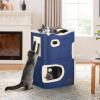 imageYITAHOME 2Tier Cat House Cat Beds for Indoor Cats Small Cat Condo with Scratch Post and Hideaway Cave Modern Cat Cube Playhouse for Multi Kittens BrownBLUE
