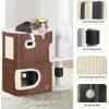 imageYITAHOME 2Tier Cat House Cat Beds for Indoor Cats Small Cat Condo with Scratch Post and Hideaway Cave Modern Cat Cube Playhouse for Multi Kittens BrownBROWN