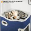 imageYITAHOME 2Tier Cat House Cat Beds for Indoor Cats Small Cat Condo with Scratch Post and Hideaway Cave Modern Cat Cube Playhouse for Multi Kittens BrownBLUE