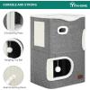imageYITAHOME 2Tier Cat House Cat Beds for Indoor Cats Small Cat Condo with Scratch Post and Hideaway Cave Modern Cat Cube Playhouse for Multi Kittens BrownGrey