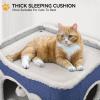 imageYITAHOME 2Tier Cat House Cat Beds for Indoor Cats Small Cat Condo with Scratch Post and Hideaway Cave Modern Cat Cube Playhouse for Multi Kittens BrownBLUE
