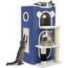 imageYITAHOME 2Tier Cat House Cat Beds for Indoor Cats Small Cat Condo with Scratch Post and Hideaway Cave Modern Cat Cube Playhouse for Multi Kittens BrownBLUE