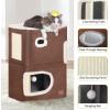 imageYITAHOME 2Tier Cat House Cat Beds for Indoor Cats Small Cat Condo with Scratch Post and Hideaway Cave Modern Cat Cube Playhouse for Multi Kittens BrownBROWN