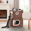 imageYITAHOME 2Tier Cat House Cat Beds for Indoor Cats Small Cat Condo with Scratch Post and Hideaway Cave Modern Cat Cube Playhouse for Multi Kittens BrownBROWN