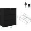 imageYITAHOME 3 Drawer Lateral File Cabinet with Lock Metal Stainless Steel Wide Lateral Filing Cabinet for LegalLetter A4 Size Office Organizer Storage Cabinet BlackBlack