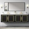 imageYITAHOME 30 Inch Floating Vanity with Sink Combo Bathroom Vanity with 2 SoftClosing Cabinets Wall Mounted Vanity Modern Bathroom Storage Includes Countertop Gold Metal Handle BlackBlack