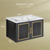 imageYITAHOME 30 Inch Floating Vanity with Sink Combo Bathroom Vanity with 2 SoftClosing Cabinets Wall Mounted Vanity Modern Bathroom Storage Includes Countertop Gold Metal Handle BlackBlack