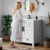 imageYITAHOME 30quot Farmhouse Bathroom Vanity with Sink Combo Small Space Bathroom Storage Cabinet with Large Drawer 2 SoftClosing Wood Barn Doors with Builtin Shelves WhiteWhite