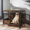 imageYITAHOME 32quot Dog Crate Furniture with Wheels Farmhouse Decorative Wood Dog Cage End Table ChewResistant Wooden Dog Kennel Indoor for Small Dogs Rustic BrownRustic Brown
