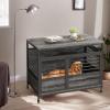 imageYITAHOME 32quot Dog Crate Furniture with Wheels Farmhouse Decorative Wood Dog Cage End Table ChewResistant Wooden Dog Kennel Indoor for Small Dogs Rustic BrownGrey
